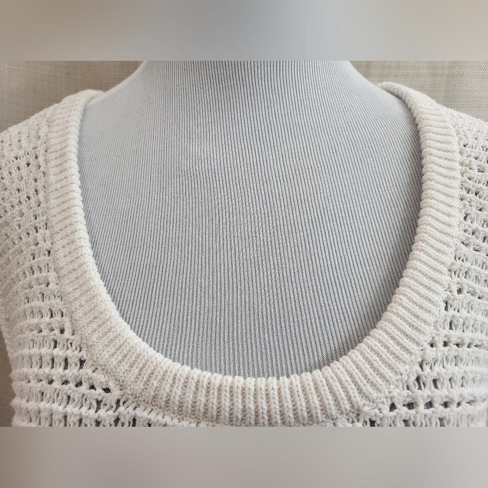 Ann Taylor Weekend Women's Ivory Rib Stitch Sleeveless Sweater Vest Sz Large NWT - Picture 8 of 12